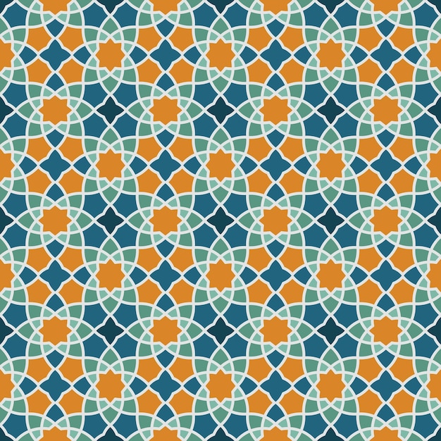 Fondo con patrón de mosaico árabe sin costuras