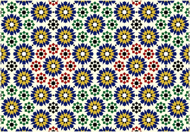 Fondo De Patrón De Mosaico De Azulejos Marroquíes Florales Coloridos