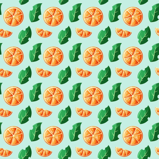 fondo de patrón de naranja y hoja fresca