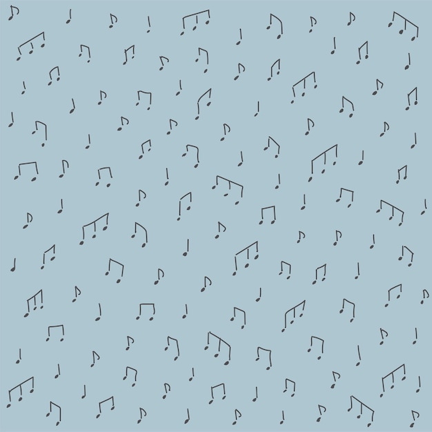 Vector fondo de patrón de notas musicales sin costuras dibujadas a mano con notas de tuplet de ocho cuartos garabateadas