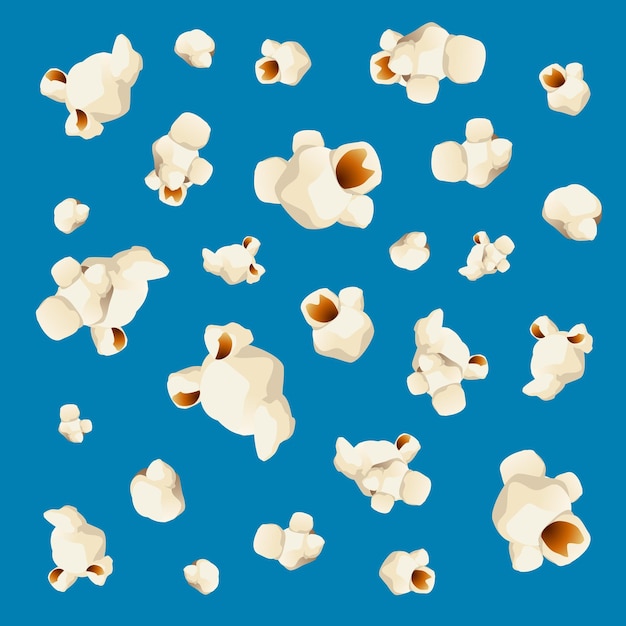 Fondo de patrón de palomitas de maíz en vector azul