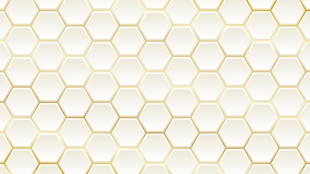 Fondo de patrón de papel tapiz hexagonal de oro blanco 3d.