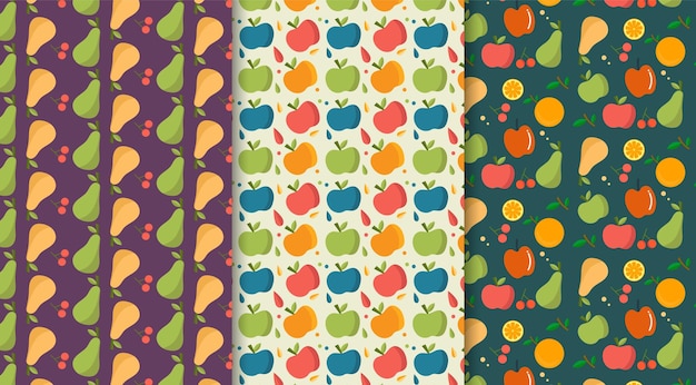 fondo de patrón de peras y manzanas