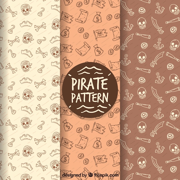 Fondo con patrón pirata dibujado a mano