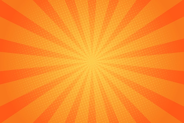 Fondo de patrón de rayos de sol naranja. semitono. rayos. radial. bandera de verano. ilustración vectorial