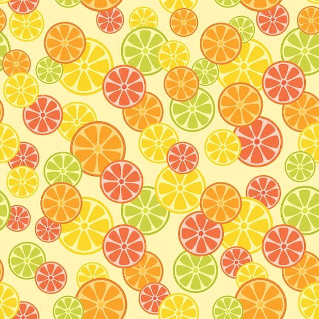 Fondo de patrón de repetición sin costuras de frutas tropicales de colores vectoriales. Diseño de patrón de superficie.