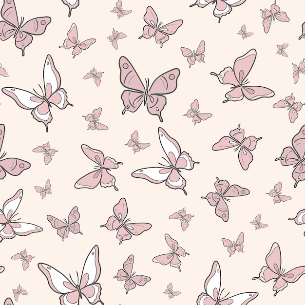 Fondo de patrón de repetición sin costuras de mariposa vectorial