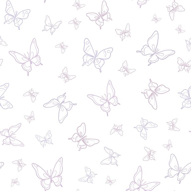 Fondo de patrón de repetición sin costuras de mariposa vectorial