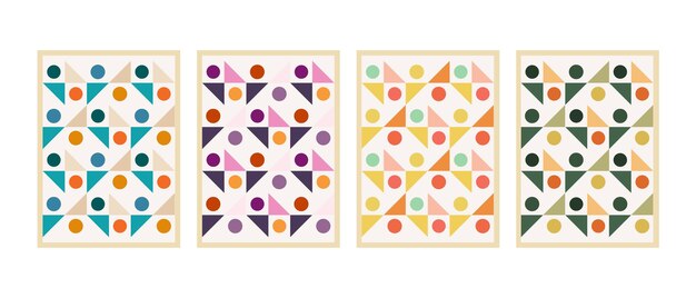 Fondo de patrón retro Bauhaus Ilustración vectorial cartel geométrico abstracto Estética Bauhaus Carteles celebrando la forma y el color
