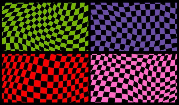 Fondo de patrón retro maravilloso en estilo de fondo a cuadros psicodélico Un tablero de ajedrez en un diseño abstracto minimalista con un estilo hippie de ambiente estético de los años 60 y 70 ilustración de vector de impresión funky y2k