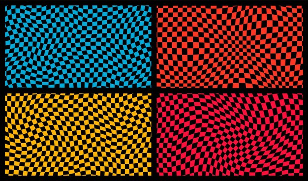 Fondo de patrón retro maravilloso en estilo de fondo a cuadros psicodélico Un tablero de ajedrez en un diseño abstracto minimalista con un estilo hippie de ambiente estético de los años 60 y 70 ilustración de vector de impresión funky y2k
