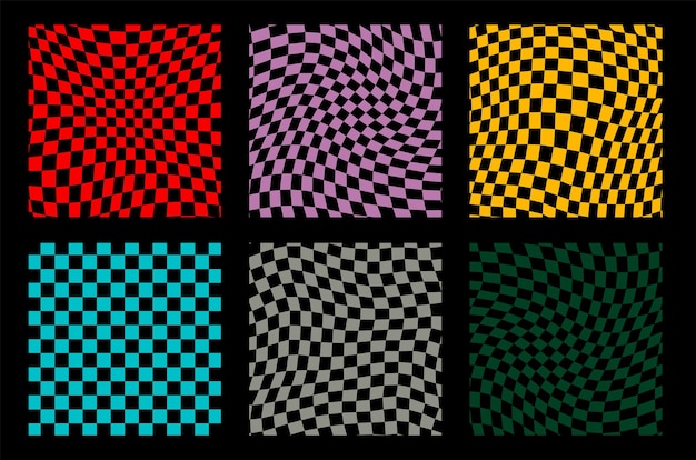 Fondo de patrón retro maravilloso en estilo de fondo a cuadros psicodélico Un tablero de ajedrez en un diseño abstracto minimalista con un estilo hippie de ambiente estético de los años 60 y 70 ilustración de vector de impresión funky y2k