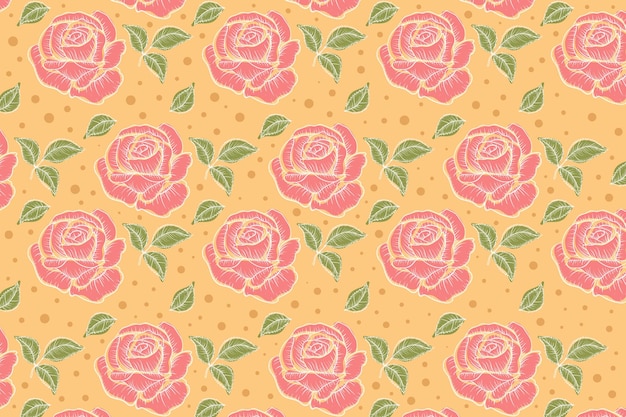 Vector fondo de patrón de rosas dibujadas a mano