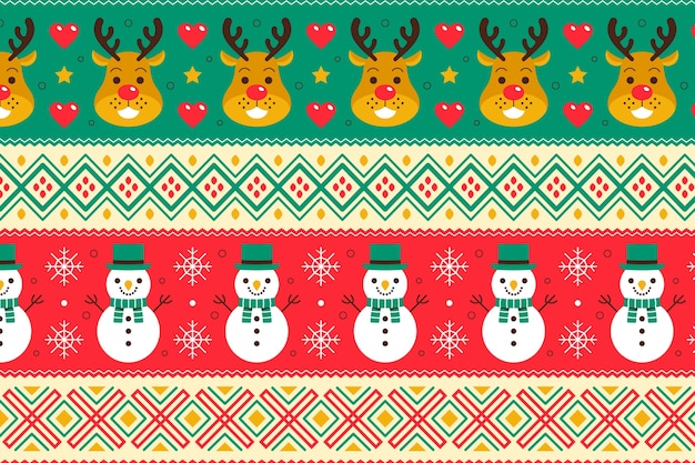 Fondo de patrón de suéter de Navidad feo plano