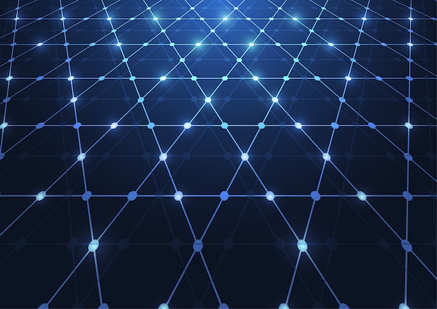 Fondo de patrón de tecnología abstracta azul hexágonos