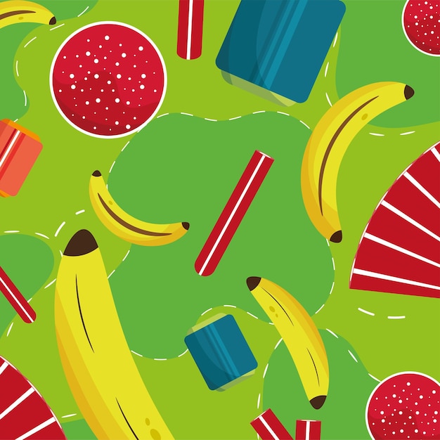 Fondo de patrón transparente de color con dulces de frutas Vector