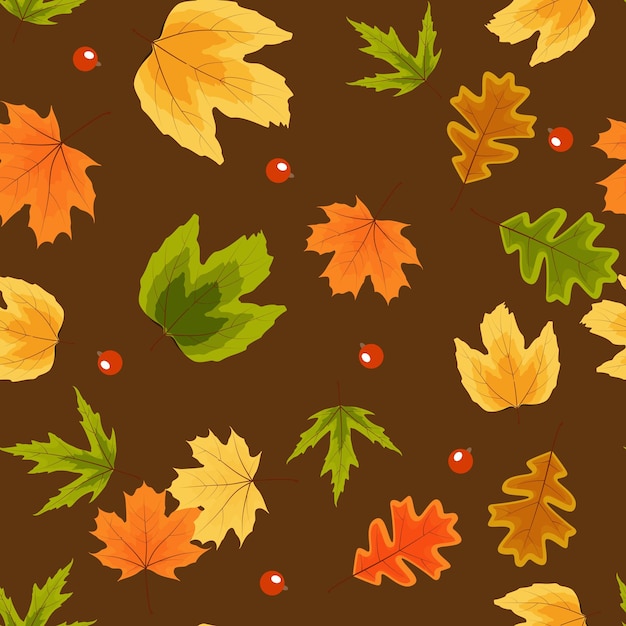 Fondo de patrón transparente de hojas naturales de otoño. Ilustración
