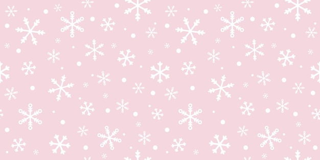 Fondo de patrón de vector de copos de nieve rosa y blanco