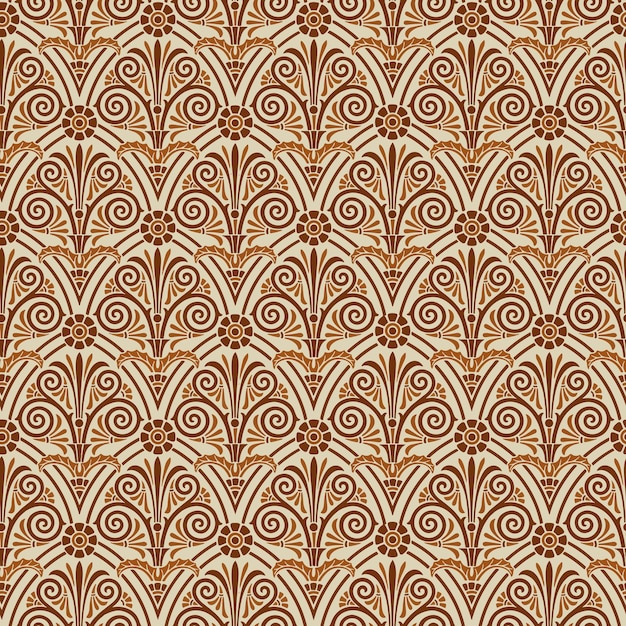 Fondo de patrón de vector transparente clave griega marrón