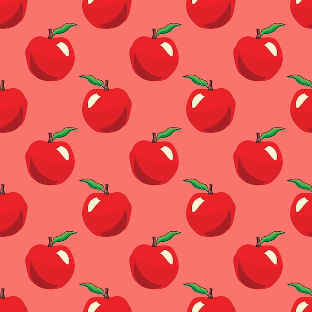 Fondo de patrón de vector transparente de frutas de manzana