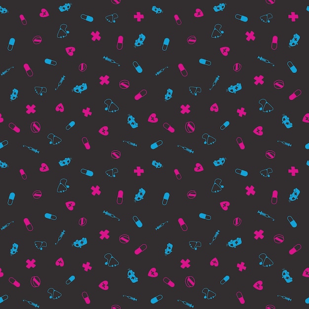 Fondo de patrón de vector transparente médico con iconos de línea delgada para telón de fondo de presentación Fondo de pantalla de salud