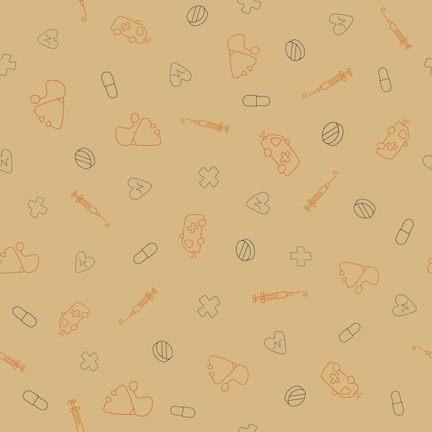 Fondo de patrón de vector transparente médico con iconos de línea delgada para telón de fondo de presentación Fondo de pantalla de salud