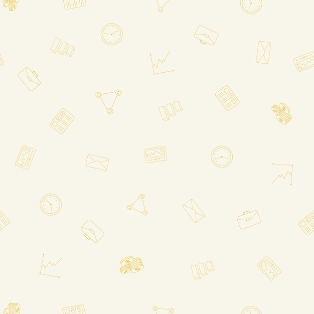 Fondo de patrón de vector transparente de negocio con iconos de línea delgada para telón de fondo de presentación