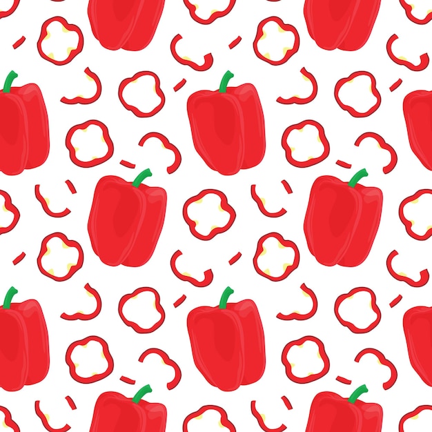 Fondo de patrón de vector transparente de pimientos hechos de ilustraciones simples.