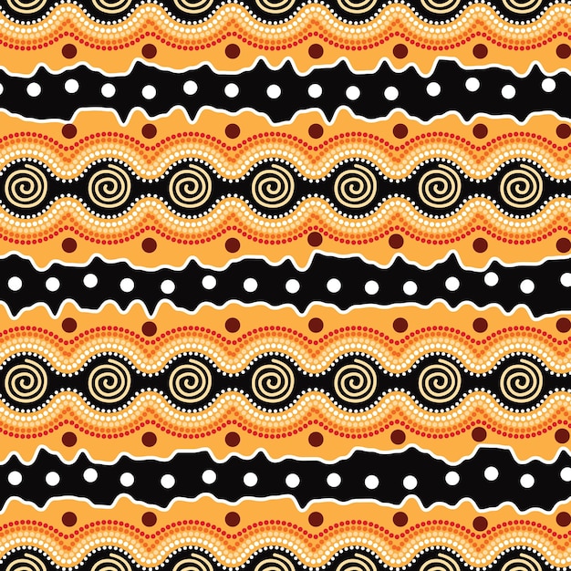 Un fondo de patrón vectorial sin costuras en estilo aborigen