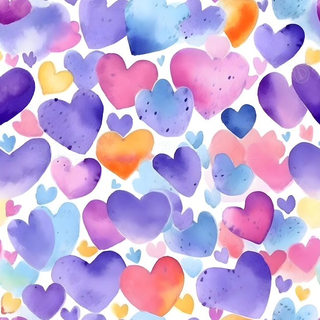 Fondo en patrones de corazones de colores