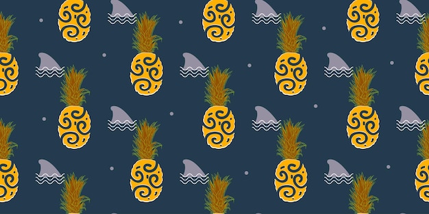 Fondo de patrones sin fisuras de frutas de piña de verano abstracto único