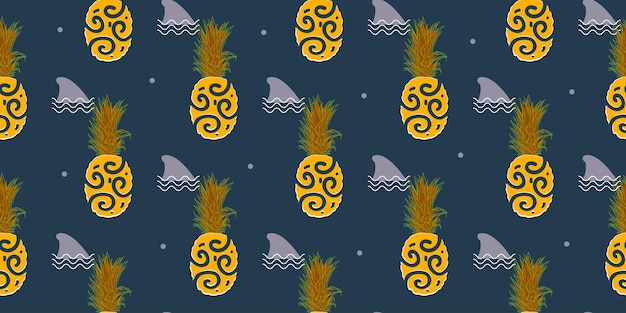 Fondo de patrones sin fisuras de frutas de piña de verano abstracto único