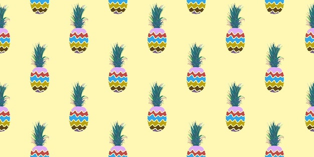 Fondo de patrones sin fisuras de frutas de piña de verano abstracto único