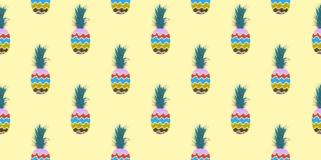 Fondo de patrones sin fisuras de frutas de piña de verano abstracto único