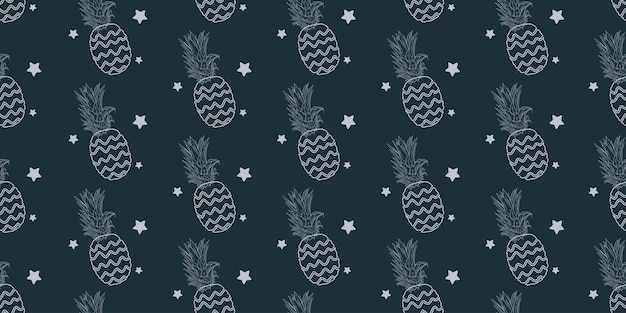 Fondo de patrones sin fisuras de frutas de piña de verano abstracto único