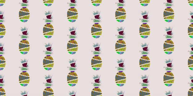 Fondo de patrones sin fisuras de frutas de piña de verano abstracto único