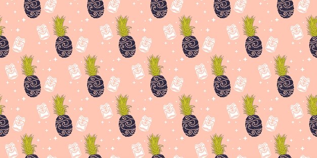 Fondo de patrones sin fisuras de frutas de piña de verano abstracto único