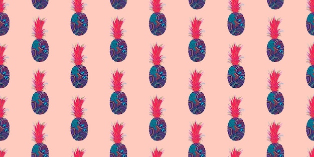 Fondo de patrones sin fisuras de frutas de piña de verano abstracto único