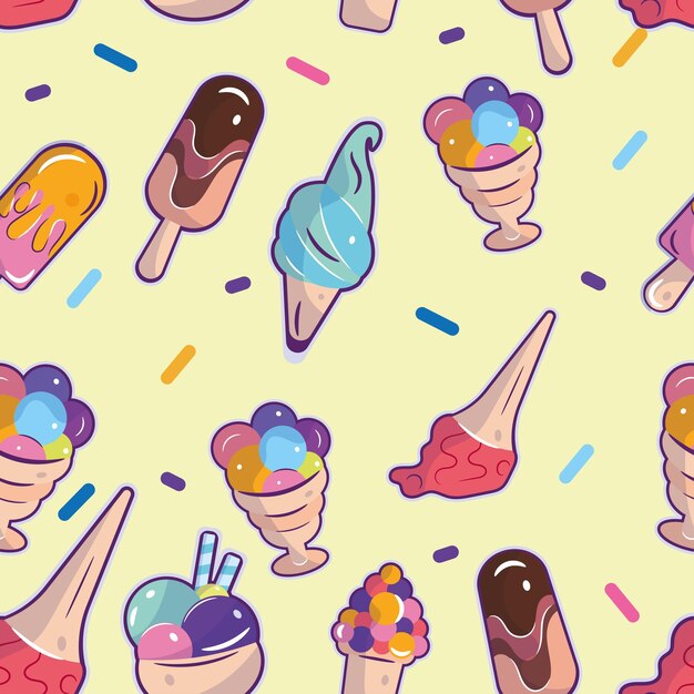 Vector fondo de patrones sin fisuras con iconos de helado vector