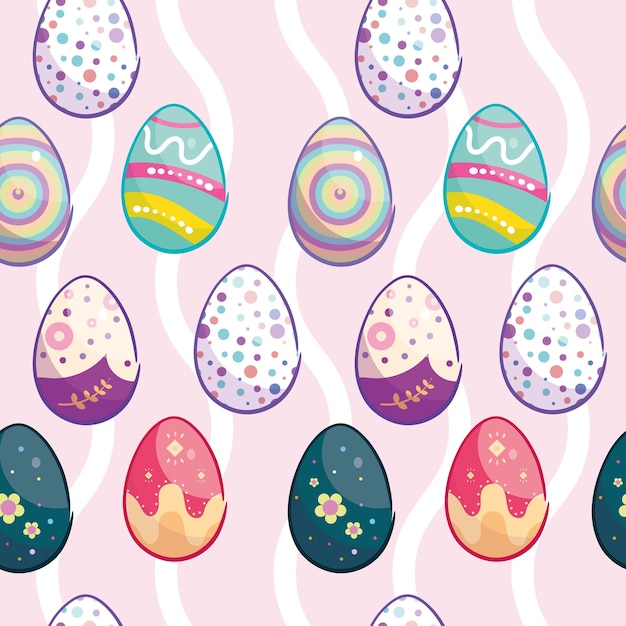 Fondo de patrones sin fisuras con los iconos de huevos de Pascua Vector