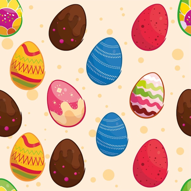 Vector fondo de patrones sin fisuras con los iconos de huevos de pascua vector