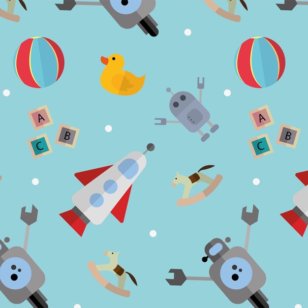 Fondo de patrones sin fisuras con iconos de juguete Vector