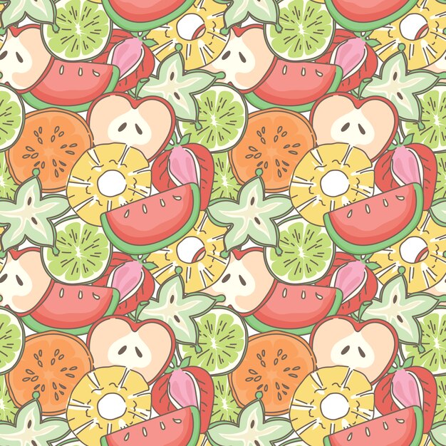 Vector fondo de patrones sin fisuras mezcla de frutas