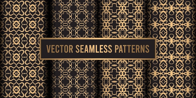Fondo de patrones sin fisuras de oro negro ornamental