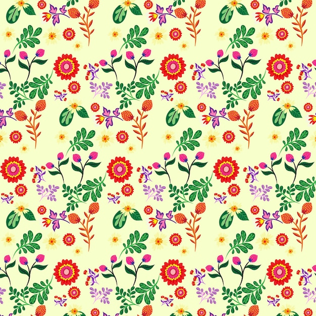 Vector fondo con patrones florales dibujados a mano