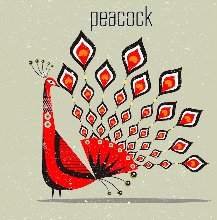 Vector fondo de pavo real grunge diseño plano clásico
