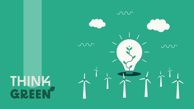 Un fondo para pensar en el verde y la energía verde con formas geométricas simples Diseño vectorial mínimo