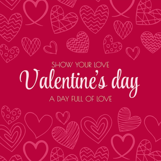 Fondo de pequeños corazones dibujados a mano para el día de San Valentín