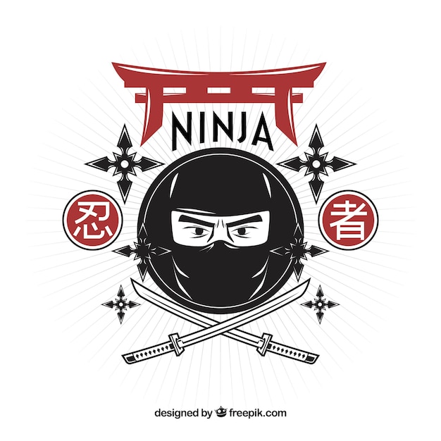 Fondo de personaje de ninja dibujado a mano