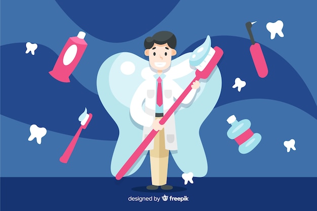 Vector fondo con personajes dentistas